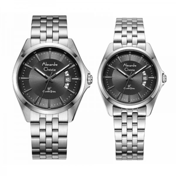 Alexandre Christie AC 8677 Silver Black Couple